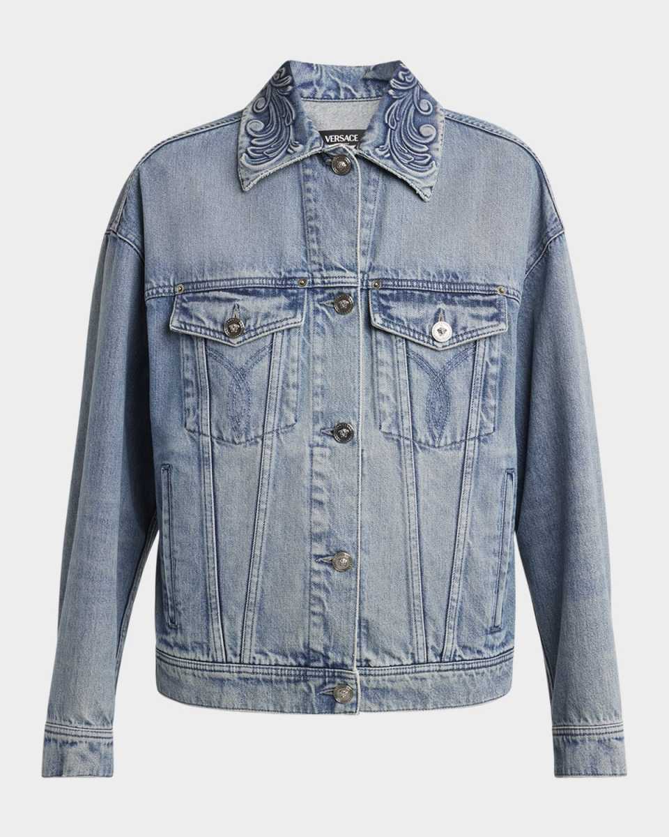 Barocco Embossed Denim Jacket